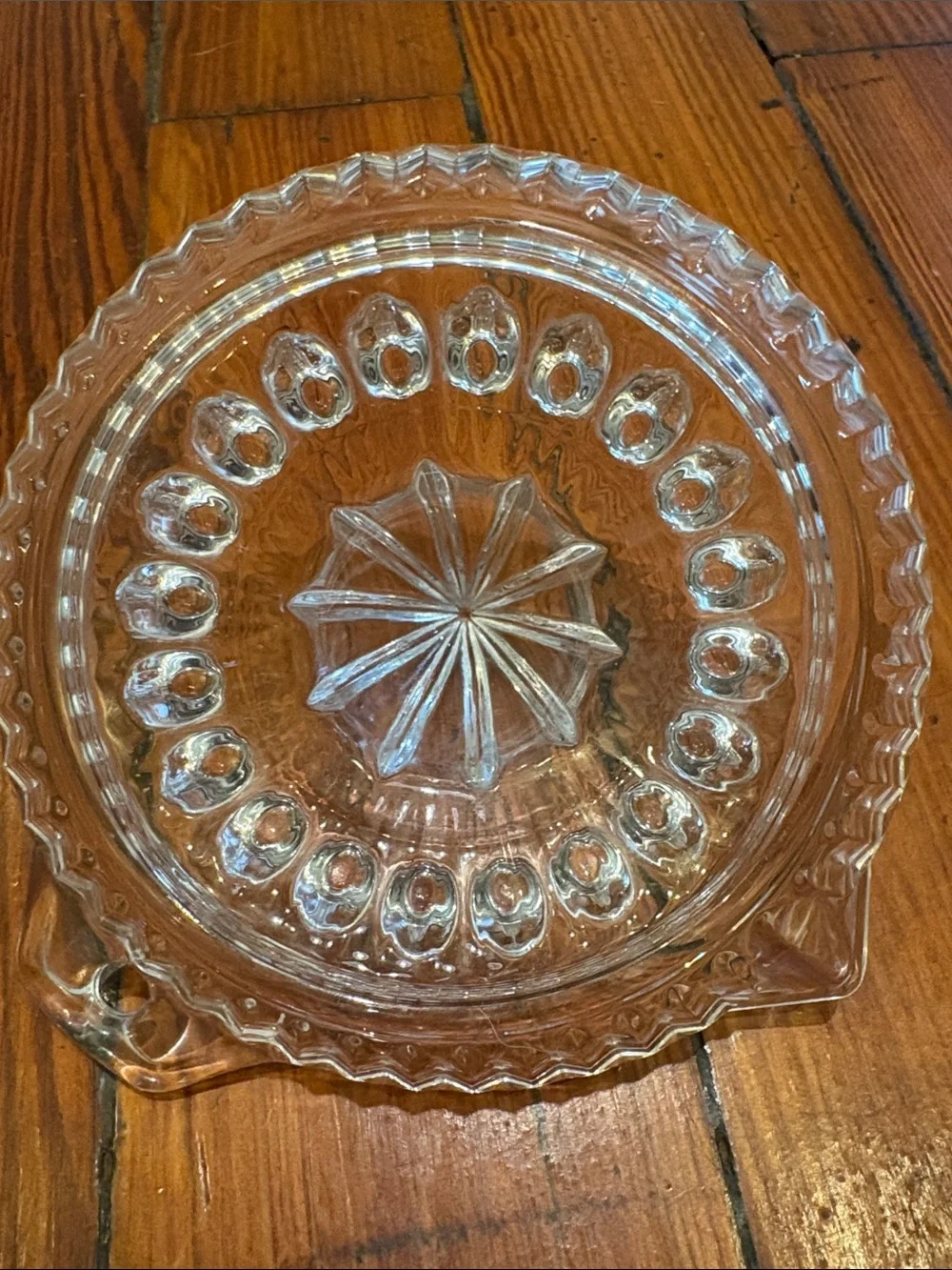 Vintage Federal Glass Clear Citrus Juicer Reamer Raised Dot Seed Catcher